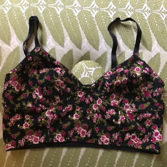 Free People Other - Free People Black Floral Bralette